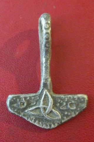 Ancient Silver Viking Amulet Hammer Of Thor Very Rarre