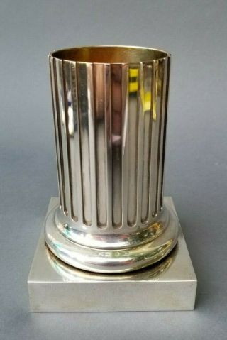 Signed Bulgari Sterling Silver Column Vase Receptacle Very Heavy 506 Grams