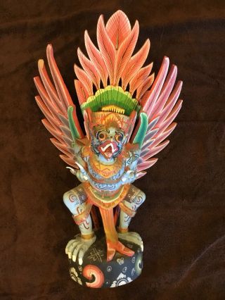 Vintage/antique Carved Wood Garuda Statue 21 Inches High Indonesia Hand Painted