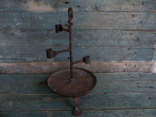Antique Primitive Wrought Iron Candlelarbra Tabletop Candle Stand