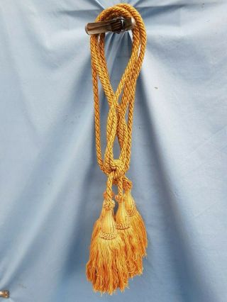 Antique French,  Silk Curtain Tassels Tie Backs Yellow