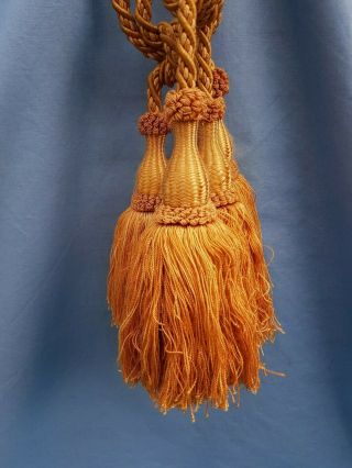 Antique French,  Silk Curtain Tassels Tie Backs Yellow 2