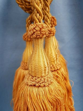 Antique French,  Silk Curtain Tassels Tie Backs Yellow 3