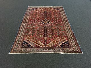On S.  Antique Hand Knotted Persian Geometric Area Rug Carpet 4’6”x6’11” 3268