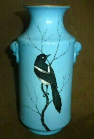 Antique Cauldon Vase Hand Painted Magpie Signed F.  B Capewell Chinese Style Rare