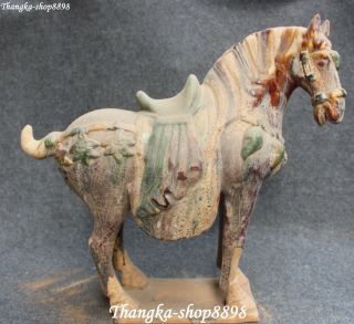 16 " Chinese Tang Sancai Porcelain Horse Horses Animal Success Running Statue