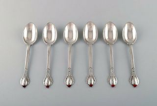 Evald Nielsen Number 3 Coffee Spoon.  6 Coffee Spoons In Hammered Silver