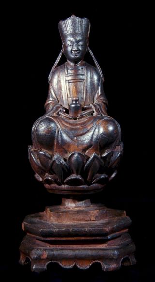 Chinese Antique Wooden Buddhist Deity Buddha - China - 19th Century