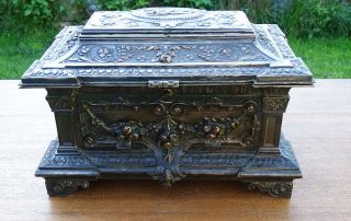 19c.  French Empire Napoleon III L.  Oudry Silver Bronze Jewelry Casket Box Neptune 3