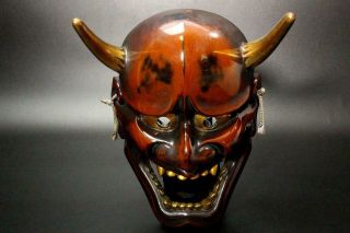 MSK92 Japanese old Wooden Hannya mask (female demon ' s) Noh signed Kagura 7
