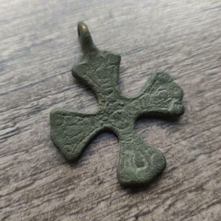 Authentic Ancient Viking Age,  Bronze Viking Cross Pendant - 9th - 10th Century