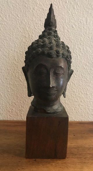 Antique Bronze Buddha Head Artist Made 19th Century Rare Great Collectible
