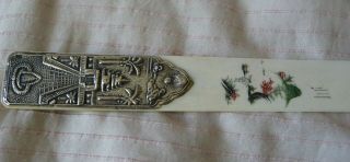 CHINESE / JAPANESE SILVER HANDLED PAGE TURNER / LETTER OPENER.  SIGNED 11