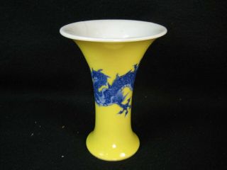ANTIQUE CHINESE MID QING DYN SIGNED CERAMIC HAND PAINTED FLOWER VASE DRAGON 2
