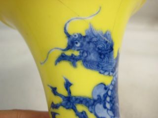 ANTIQUE CHINESE MID QING DYN SIGNED CERAMIC HAND PAINTED FLOWER VASE DRAGON 4