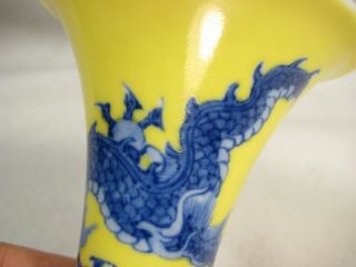 ANTIQUE CHINESE MID QING DYN SIGNED CERAMIC HAND PAINTED FLOWER VASE DRAGON 5