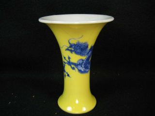 ANTIQUE CHINESE MID QING DYN SIGNED CERAMIC HAND PAINTED FLOWER VASE DRAGON 9