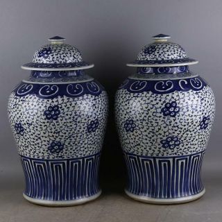 A Pair Great Chinese Blue&white Porcelain Put Lotus Flower Hat - Covered Jar