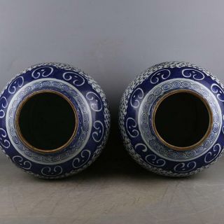 A Pair Great Chinese Blue&White Porcelain Put Lotus Flower Hat - Covered Jar 4