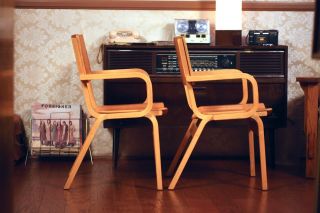 Thonet Bent Maple Plywood Armchair Pair (2),  Mid - Century Modern, 3