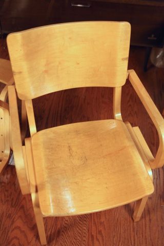 Thonet Bent Maple Plywood Armchair Pair (2),  Mid - Century Modern, 9