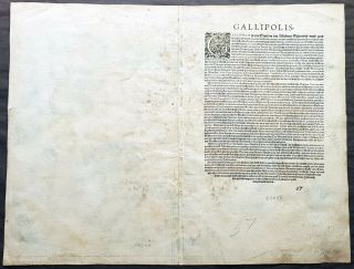 1598 Braun & Hogenberg Antique Map View Old Town of Gallipoli Apulia South Italy 3