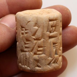 VERY RARE CIRCA 2500 - 1000 BC NEAR EAST MOSOPOTAMIAN TERRACOTTA CICLICAL BEAD SEA 2