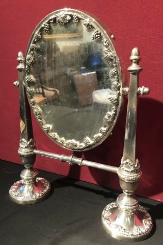 Antique English Sheffield Silver Plate Adjustable Vanity Mirror