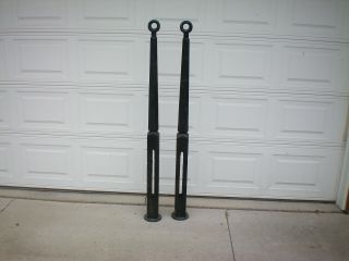 Antique Cast Iron Horse Hitching Posts Matched Pair 19c