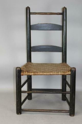 RARE 17TH C PILGRIM LADDERBACK CHAIRS RARE CARVER TOP RAIL IN OLD PAINT 6