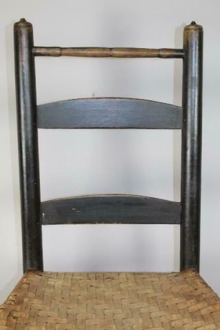 RARE 17TH C PILGRIM LADDERBACK CHAIRS RARE CARVER TOP RAIL IN OLD PAINT 9