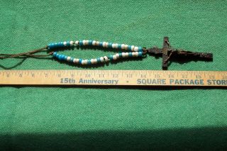 ANTIQUE PADRE BEAD NECKLACE with SKULL and BONES CRUCIFIX CROSS 6