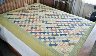 Antique Hand Stitched Calico Bow Tie Quilt