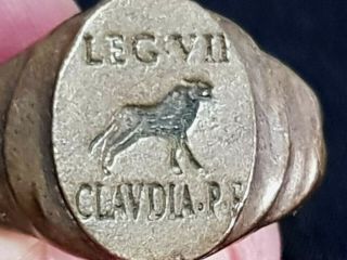 Fantastic Extremely Rare Ancient Roman Bronze Seal Ring/legion/claudia.  17.  Gr.  21m