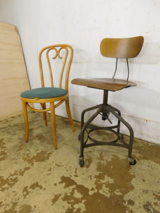 Vintage Mid Century Modern Retro Toledo Adj Drafting Stool Chair UHL Steel Ohio 2
