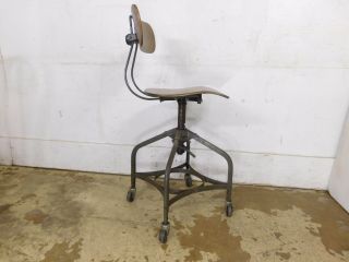 Vintage Mid Century Modern Retro Toledo Adj Drafting Stool Chair UHL Steel Ohio 3