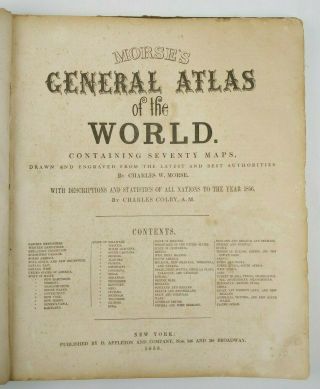 1856 Morse ' s General Atlas of the World US China Texas 64 FOLIO MAPS China Ohio 6