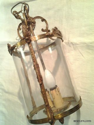 Vintage French Bronze & Glass Hall Lantern Light/lamp