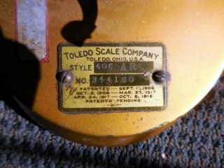 ANTIQUE TOLEDO 405 AR 3LB CANDY SCALE NO SPRINGS HONEST WEIGHT WITH PAN 7
