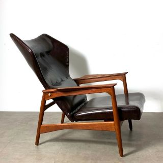 Vintage Mid Century Danish Modern Ib Kofod Larsen Recliner Lounge Chair Wingback