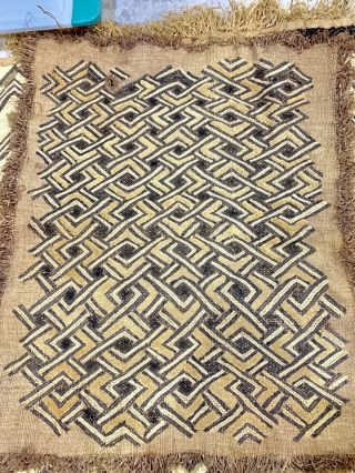 Antique African Kuba Cloth,  Woven Raffia,  Grass,  Tribal,  Excel.  Cond.  17”x21”