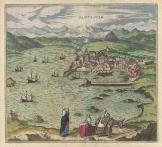 1580 Braun And Hogenberg View Of Santander,  Spain