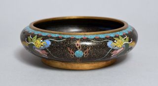 Fine Quality Antique Chinese Cloisonne Dragon Bowl Censer,  Character Mark