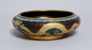 FINE QUALITY ANTIQUE CHINESE CLOISONNE DRAGON BOWL CENSER,  CHARACTER MARK 2