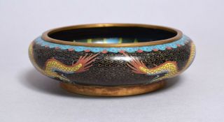 FINE QUALITY ANTIQUE CHINESE CLOISONNE DRAGON BOWL CENSER,  CHARACTER MARK 3