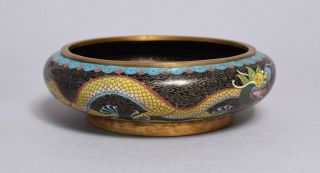 FINE QUALITY ANTIQUE CHINESE CLOISONNE DRAGON BOWL CENSER,  CHARACTER MARK 4