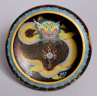 FINE QUALITY ANTIQUE CHINESE CLOISONNE DRAGON BOWL CENSER,  CHARACTER MARK 5