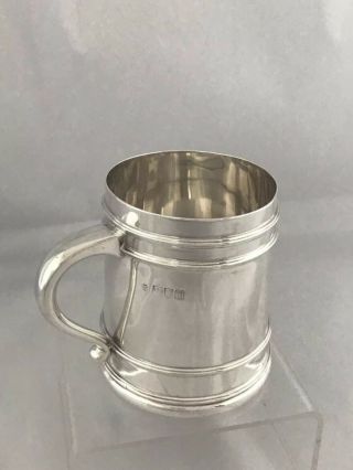 Solid Silver Half Pint Mug 1907 London Wakely & Wheeler Queen Anne Style