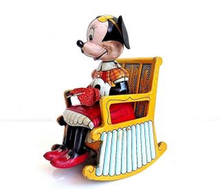 Vintage Linemar Disney Minnie Mouse Rocking Chair Tin Wind Toy 2