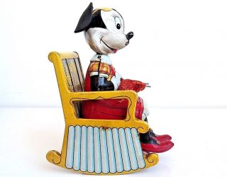 Vintage Linemar Disney Minnie Mouse Rocking Chair Tin Wind Toy 3